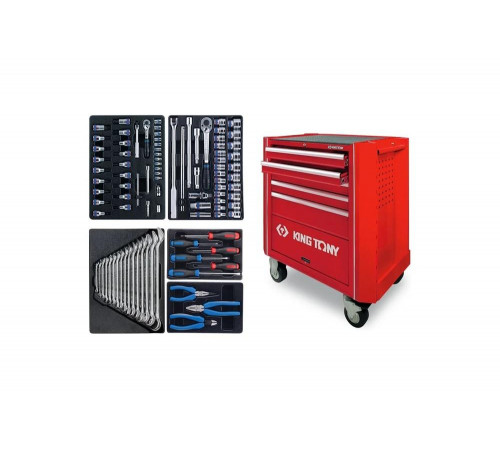 Набор инструментов в красной тележке, 95 предметов KING TONY 931A-010MR-MA