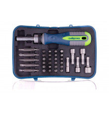 Реверсивная отвертка с набором бит и торцевыми головками, 35 шт. СИБРТЕХ 13337