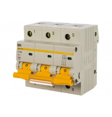 Автоматический модульный выключатель IEK 3п D 100А ВА 47-100 10кА ИЭК MVA40-3-100-D