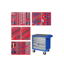 Набор инструментов МАСТЕР в синей тележке, 205 предметов МАСТАК 52-205B