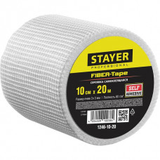 STAYER 10 см х 20 м, 3х3 мм, cетка самоклеящаяся стеклотканевая FIBER-Tape 1246-10-20