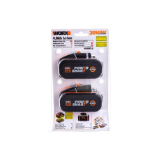 Комплект из 2х Аккумуляторов 2х20В 4.0 А/ч . WORX WA3553.2