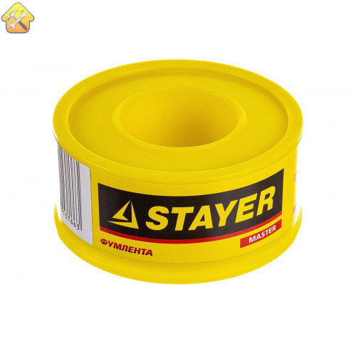 STAYER толщина 0,075 мм, плотность 0,40 г/см3, ширина 19 мм, фум лента 12360-19-040