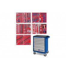 Набор инструментов в синей тележке МАСТАК ПРОФИ 299 предметов 52-07299B