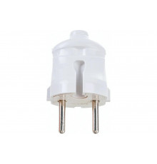 Разборная прямая вилка IEK ВПп20-01-Ст, без заземляющего контакта, 6А, белая EVP20-06-01-K01