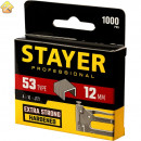 STAYER скобы тип 53 (A / 10 / JT21), 12  мм, 1000 шт., закаленные, особотвердые, скобы для степлера тонкие 3159-12_z02 Professional