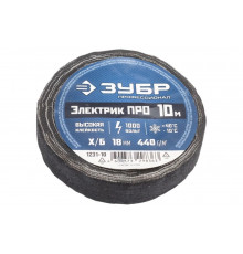 Изолента ЗУБР Электрик Про Х/Б, 10 м, черная 1231-10