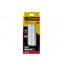 Стержень (11х200 мм; белый; 40 шт.) по керамике/пластмассе для клеевого пистолета STAYER 2-06821-W-S40