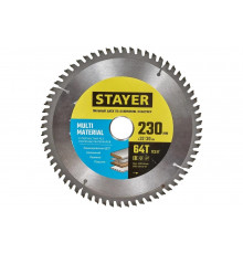 Пильный диск по алюминию STAYER Multi Material 230x32/30 мм, 64Т, супер чистый рез 3685-230-32-64