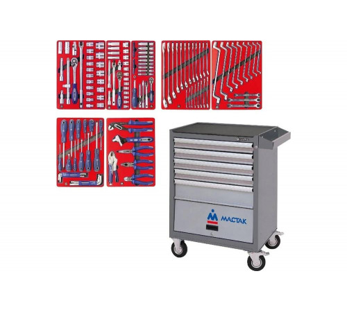 Набор инструментов в серой тележке MACTAK СТАРТ 161 предмет 52-05161G01