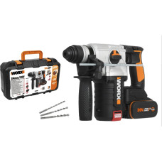 Аккумуляторный бесщеточный перфоратор WORX 20В, 4Ач x2, ЗУ 2А, кейс WX380