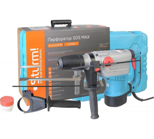 Перфоратор Sturm SDS-MAX 2000Вт, 12Дж, 3900уд/мин, 560об/мин, 2 режима, кейс RH25206PM