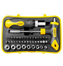 Набор: реверсивная отвертка, Т-образная отвертка-битодержатель, адаптер для торцевых головок, 43шт STAYER MASTER ТECHNO 25084-H43