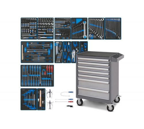 Набор инструментов "BOARD" в серой тележке, 325 предметов KING TONY 934-325AMG