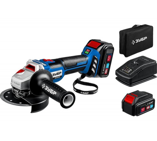 ЗУБР 20 В, Li-Ion PRO, 2 АКБ, УШМ "BRUSHLESS" AB-125-42 Профессионал