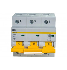 Автоматический модульный выключатель IEK ВА 47-100 3п, D, 63А, 10кА, ИЭК MVA40-3-063-D