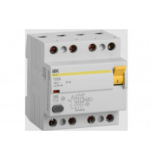 Выключатель дифференциального тока IEK 4п 100A 30mA тип AC ВД1-63 ИЭК MDV10-4-100-030