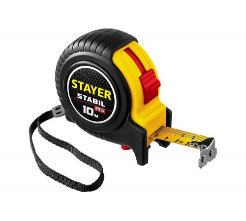 STAYER 10 м х 25 мм, ударостойкий, обрезиненный корпус, два фиксатора, рулетка 34131-10_z02 Professional