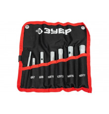 Набор: ключи торцовые, трубчатые двухсторонние, 6-17мм, с воротком, 7шт Зубр "МАСТЕР" 27162-H7