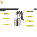 Пневматический краскопульт с нижним бачком Zitrek ZKSG1L 1000 мл, металл 018-1081