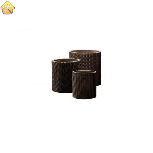 Комплект кашпо Keter S+M+L CYLINDER PLANTERS коричневое, 3 шт. 17197934КР