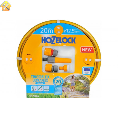 Набор для полива Hozelock: шланг Tricoflex Ultraflex 1/2", 20 м с коннекторами и наконечником 117004