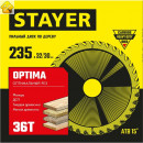 STAYER OPTIMA 235 x 32/30мм 36Т, диск пильный по дереву, оптимальный рез