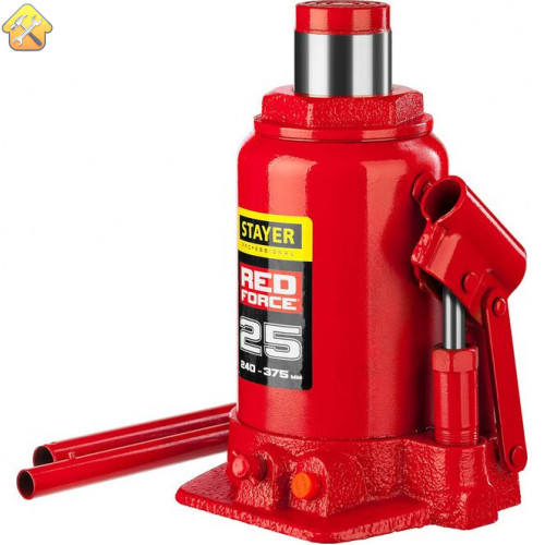 STAYER 25 т, 240-375 мм, домкрат бутылочный гидравлический RED FORCE 43160-25_z01 Professional