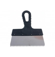 Шпатель из нержавеющей стали, 200 мм, зуб 4x4 мм, пластмассовая ручка СИБРТЕХ 85456