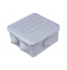 Распаечная коробка IEK 100x100x50, IP44, открытой проводки, КМ41255, 6 гермовводов, защелкивающаяся крышка UKOZ11-100-100-050-K41-44