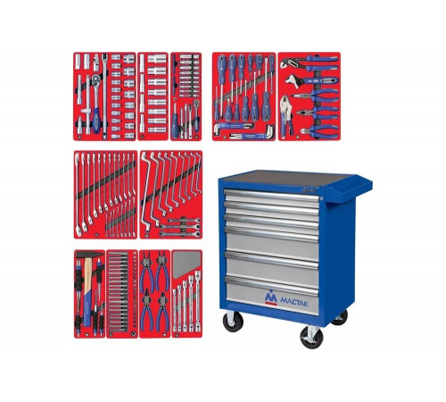 Набор инструментов МАСТАК МАСТЕР в синей тележке, 205 предметов 52-06205B