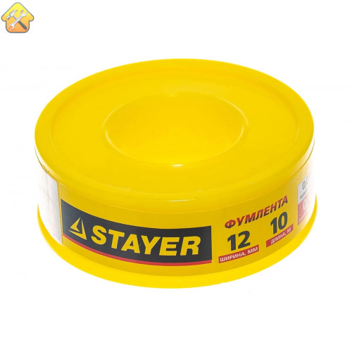 STAYER толщина 0,075 мм, плотность 0,40 г/см3, ширина 12 мм, фум лента 12360-12-040