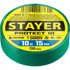 STAYER 10м х 15 мм, зеленая, Protect-10 изолента ПВХ 12291-G_z01 Professional