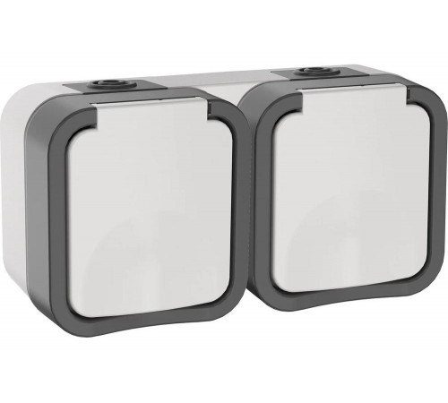 Розетка IEK Tors 2-ая с з/к кр. горизонтальная 16а ip55 ts222 белый TS-R26-16-55-G-K41