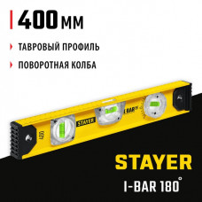 STAYER 400 мм, 3 глазка, линейка, поворотный глазок, двутавровый уровень I-Bar180 3470-040_z02