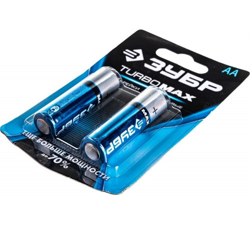 ЗУБР AA, 2 шт., батарейка щелочная Turbo-MAX 59206-2C_z01