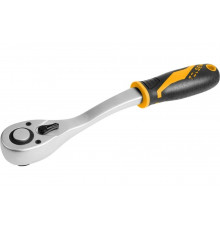 Трещотка TOLSEN GRIPro 3/8", 202 мм, 72 зубца, флажковая, с кнопкой TT16119