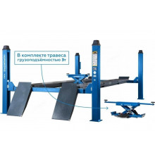 Подъемник 4-стоечный NORDBERG 5 т, c ручной траверсой 3 т N433, для сход-развала, электростопоры, 380 В, синий 4450J_EB(M)