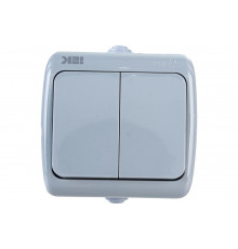 Двухклавишный выключатель IEK ВС-20-2-0-A, открытой установки, 10А, IP54, AQUATIC EVA20-K03-10-54