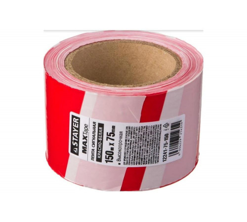 STAYER 75 мм, 150 м, красно-белая, лента сигнальная 12241-75-150