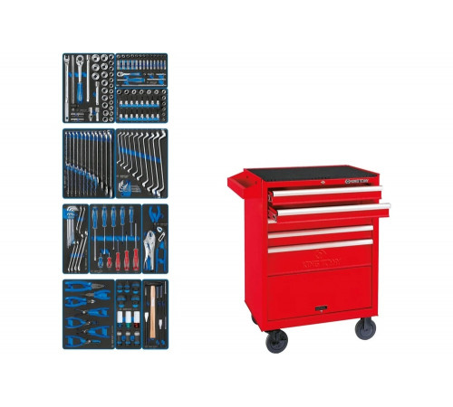 KING TONY 934-188MRV Набор инструментов “FOCUS” в красной тележке, 188 предметов