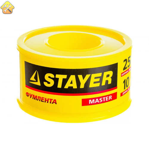 STAYER толщина 0,075 мм, плотность 0,40 г/см3, ширина 25 мм, фум лента 12360-25-040