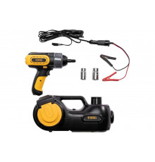 Электрогидравлический домкрат Denzel «3 в 1» 1.5 т, 12 В, набор с электрическим гайковертом 51190