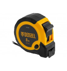 Рулетка Denzel 8 м, 25 мм, двухкомпонентный корпус, кнопка-пауза 31544