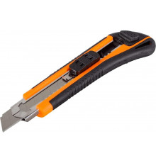 Нож с выдвижным лезвием Вихрь 18 мм, двухкомпонентный корпус, автоматический фиксатор, 73/10/10/4