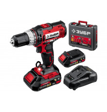 Дрель-шуруповерт ЗУБР 18 В, 2 АКБ, 2 Ач, в кейсе ДШЛ-185-22