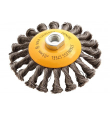 Щетка Тарелка (125 мм; М14; крученая нержавеющая проволока 0.5 мм) для УШМ DENZEL 746113