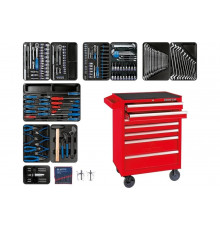 Набор инструментов в красной тележке KING TONY 204 предмета 934-100MR