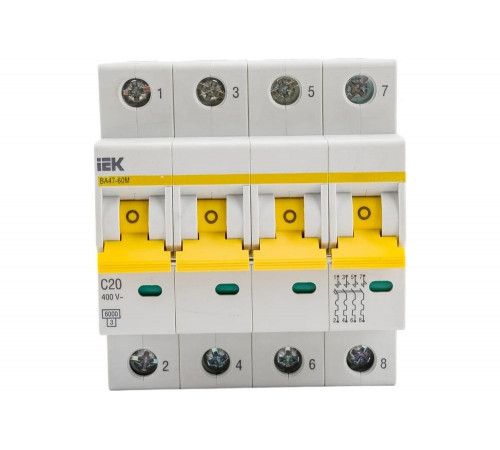 IEK ВА47-60M - автоматический выключатель для электрических сетей 0.403, 75мм, 18мм, 84мм, Арт. MVA31-4-020-C
