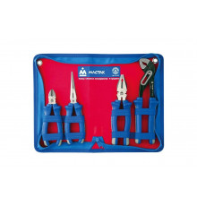 Набор пассатижей, плоскогубцев и бокорезов в футляре на молнии 4шт МАСТАК 03-4Z